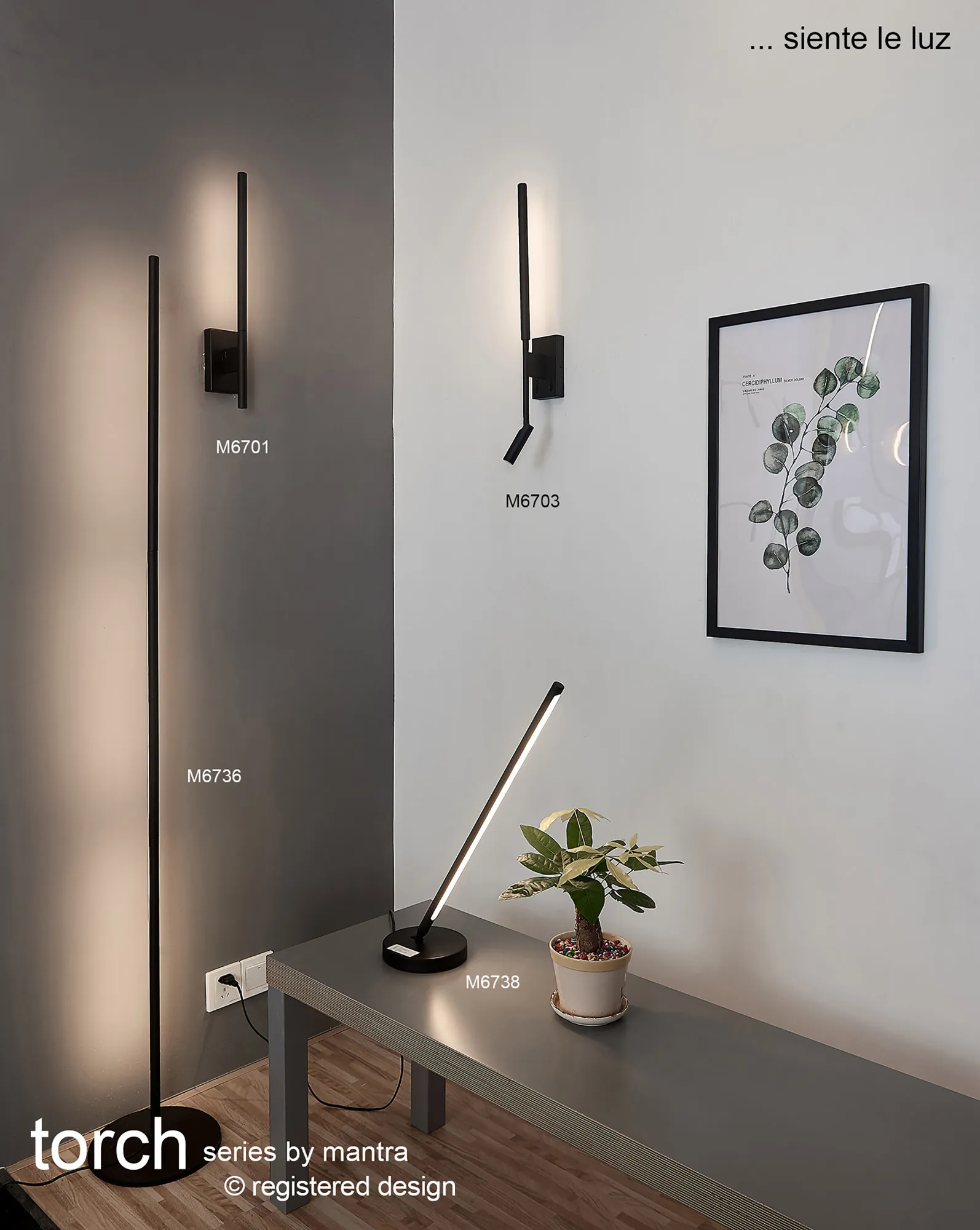 Torch Sand Black Wall Lights Mantra Fusion Armed Wall Lights